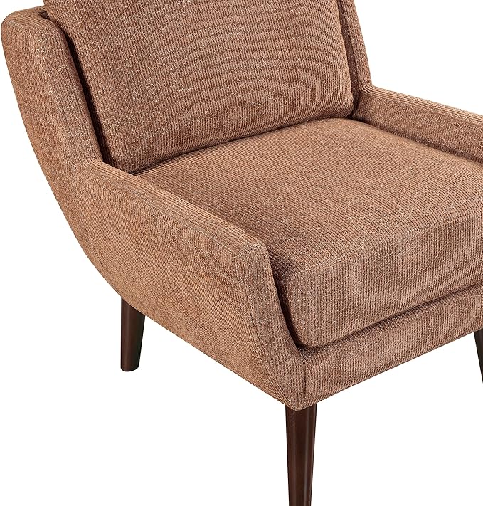 Lexicon Modern Wingback Accent Chair, Chenille Fabric Upholstered Lounge Reading Arm Chair, Solid Wood Legs for Living Room, Bedroom, Supportive Padded Pocket Coil Seat, Easy Assembly, Orange