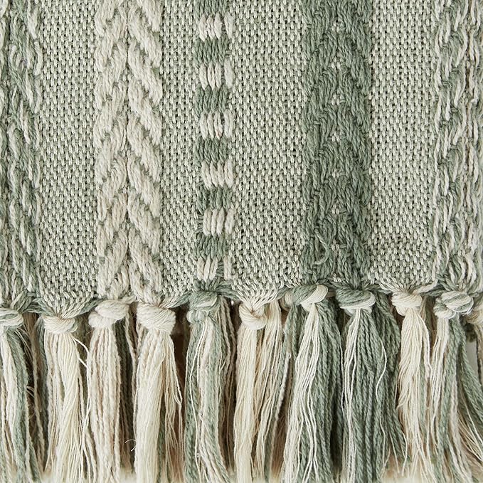 DII Braided Striped Decorative Throw Blanket, 50x60, Artichoke