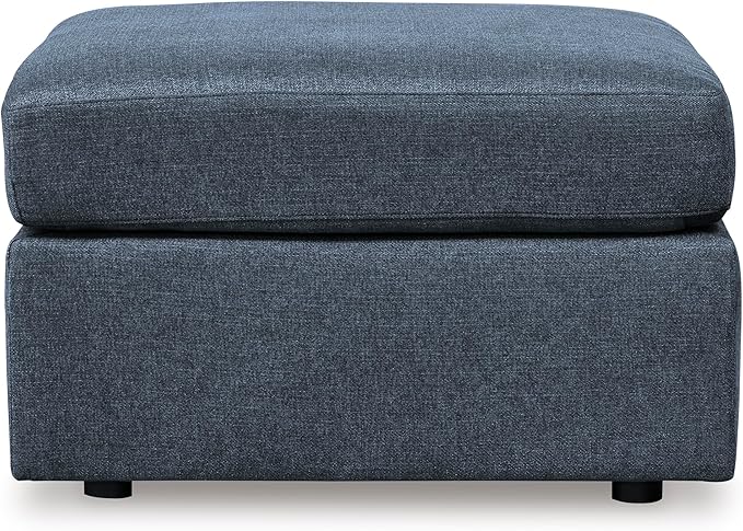 Signature Design by Ashley Modmax Contemporary Stain Resistant Square Oversized Accent Ottoman with Non-Skid Legs, Blue