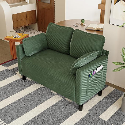 Corduroy Oversized Armchair 48" Extra Wide Accent Chairs W/Double Solid Wood Frame for Living Room Modern Lounge Chair, Upholstered Cloud Single Sofa with Pillows