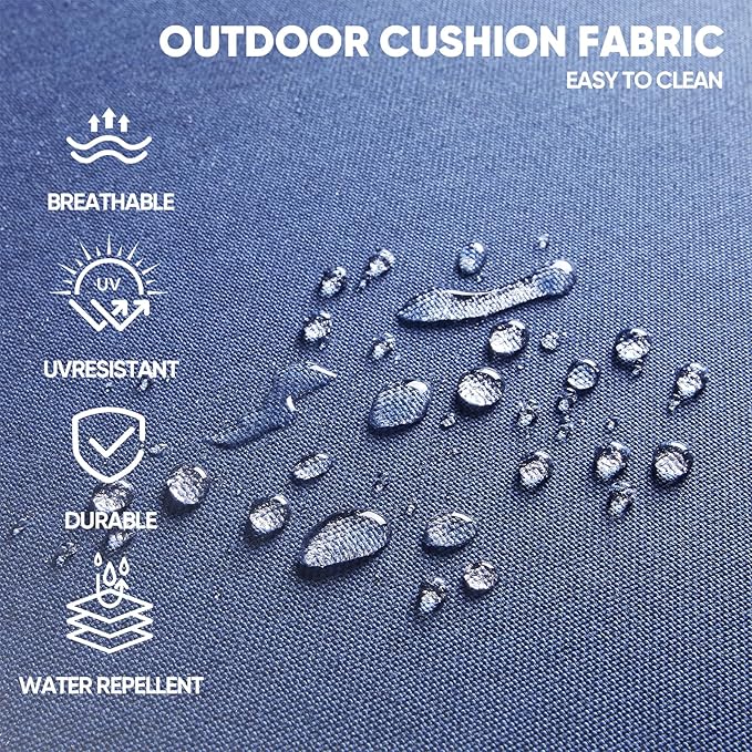 Swivel Patio Chairs sofa Set of 5 with 6" Thick Cushion - Wicker Outdoor Swivel Rocker Patio Chair ,Sofa/Glass coffee table, High Back Comfortable Outdoor Glider Chairs - Grey Wicker | Blue Cushions