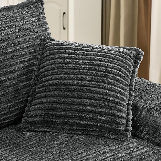 Comfy Boneless Cloud Sofa Chaise Oversized Fluffy Corduroy Upholstered Chaise Lounge for Living Room Bedroom, Modular Compressed Foam Cloud Daybed, Single Seat Sofa