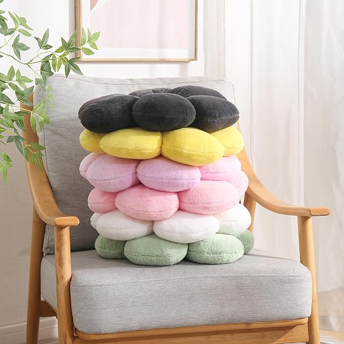 17.7 Inch Black Flower Pillow – Daisy Shaped Cute Decorative Throw Pillow, Soft Floral Seating Cushion Floor Pillows for Sofa, Bed, Chair & Room Easter Decorations for Home