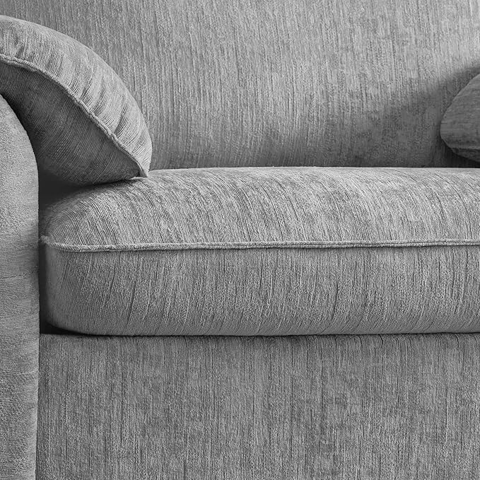 ONBRILL Oversized Accent Chair, 41 Inch Chenille Fabric Armchair, Comfy Single Sofa Chair with Padded Arms, Pocket Spring Cushion, Modern Reading Chair for Living Room, Bedroom, Grey