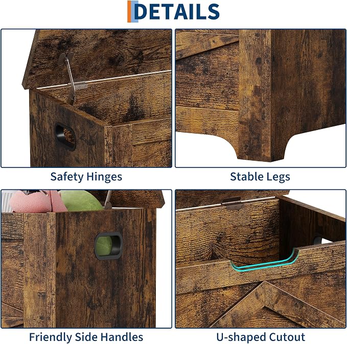GAOMON Storage Chest, Wooden Storage Bench, Modern Style Lift-Top Shoes Bench with Safety Hinge for Entryway, Bedroom, Living Room, Supports 300 Lb and Easy Assembly - Image 4