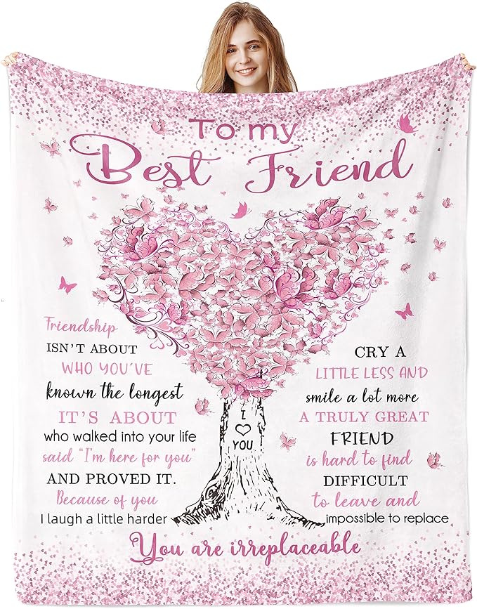 Best Friend Birthday Gifts for Women, Gifts for Best Friend Woman, Bestie BFF Soul Sister Graduation Gift Ideas for Women Blanket 60"x 50", Friendship Unique Gifts