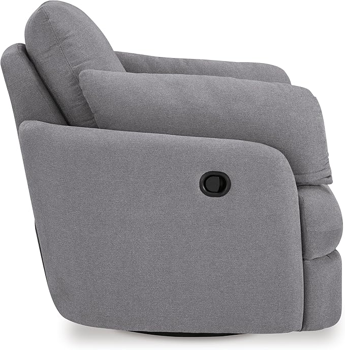 Signature Design by Ashley Modmax Contemporary Swivel Glider Recliner, Press-Back Reclining, Cleanable & Durable Performance Fabric, 21" Seat Height, Gray