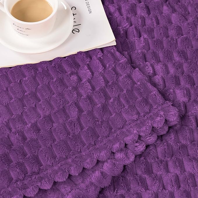 Bnuitland Purple Flannel Throw Blanket (50X70 inches), 300 GSM Fleece Cozy Warm Soft Home Decor Lightweight Bed Sofa Blanket for Adults, Suitable for All Seasons.