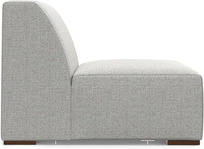 SIMPLIHOME Rex Center Sofa Module in 100% Recycled Polyester Tightly Woven Performance Fabric, Pale Grey, 34-inches Wide, Handcrafted Modern-Style Armless Sofa or Armless Chair for Living Room