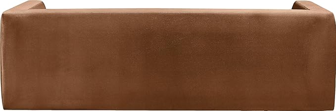 Meridian Furniture 665Saddle-S Henson Collection Modern | Contemporary Velvet Upholstered Sofa with Soft Saddle Brown Velvet, Solid Wood Frame, 89.5" W x 34.5" D x 28" H, Saddle
