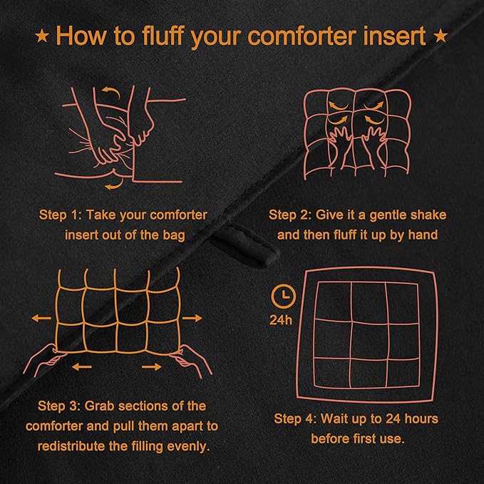 NTBAY Queen Comforter - Down Alternative Comforter Duvet Insert, All Season Bedding Quilted Duvet Insert with Corner Tabs, Machine Washable, Black