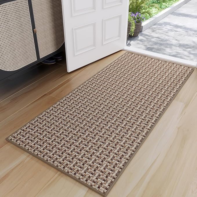 Indoor Door Mat 24"x72",Door Mat Indoor Entrance Dirt Resistant and Absorbent Non-Slip Rubber Backing Front Door Mats Washable Low-Profile Mats for Entryway, Inside Entrance Easy Clean Brown by YDKGL