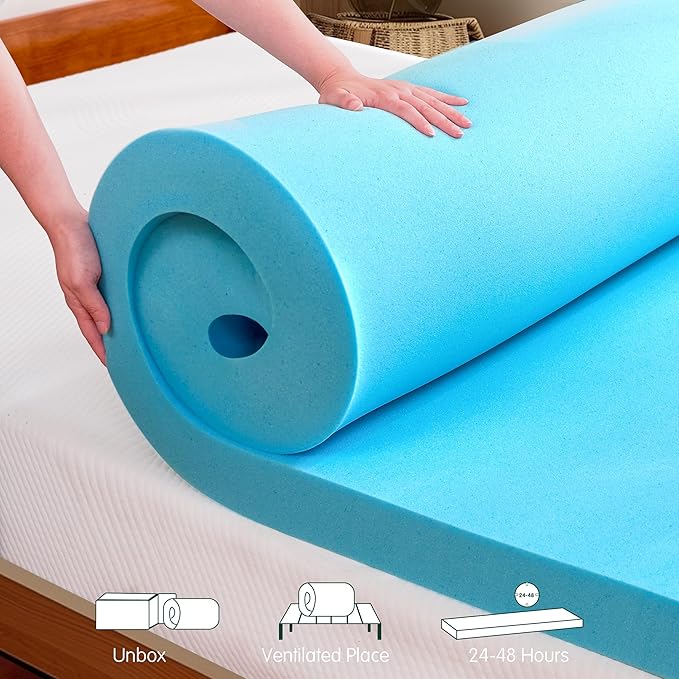 Hokway 4 Inch Mattress Topper Memory Foam Queen Mattress Pad Bed Topper Ventilated High Density Pad, CertiPUR-US Certified