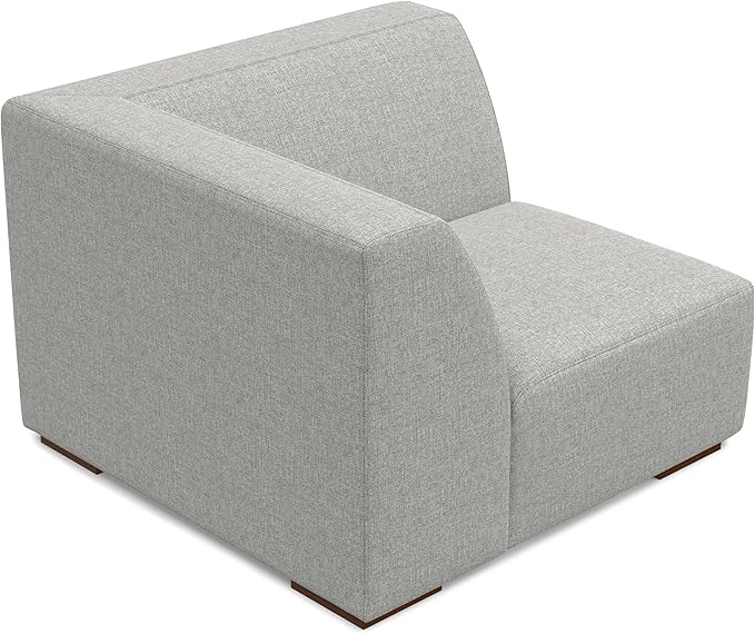 SIMPLIHOME Rex Corner Sofa Module in 100% Recycled Polyester Tightly Woven Performance Fabric, Pale Grey, 38-inches Wide, Handcrafted Modern-Style Corner Accent Chair for Living Room