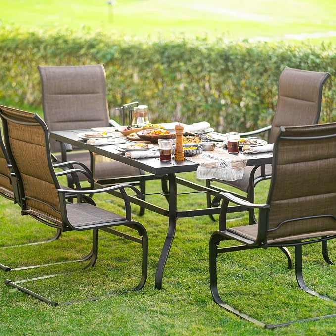 NUU GARDEN Patio Dining Chairs Set of 4, All Weather Outdoor Padded Textilene Patio Chairs, Breathable Spring Motion Textile High Back Outdoor Dining Chairs for Backyard, Lawn, Deck, Brown - Image 5
