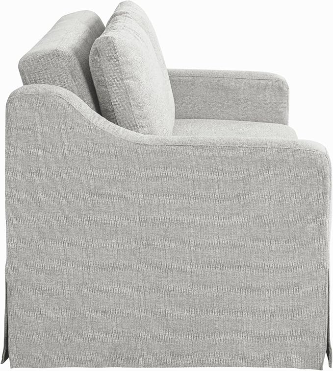 Serta Hawthorne 66.1" Slipcovered Convertible Sleeper Loveseat, Full Size, Dreamcoil Comfort, FingerGuard Pinch Point Protection, Polyester Tweed Fabric, Linen