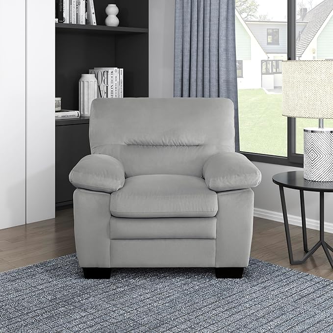 Lexicon Single Sofa Chair for Living Room Accent Chair, Upholstered Armchair Comfy Chair for Bedroom/Office/Waiting Room, Gray