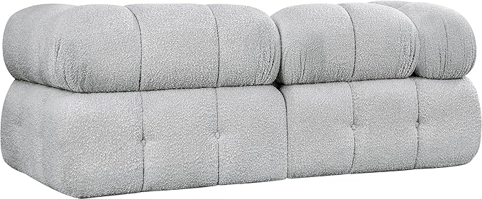Meridian Furniture 611Grey-S68A Ames Collection Modern | Contemporary Modular Sofa with Rich Grey Boucle Fabric, Modular to Create Infinite Configurations, 68" W x 34" D x 28" H, Grey