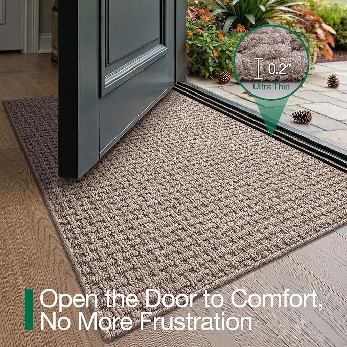 LUMI Washable Door Mat Indoor Entrance 36x60, Dirt Trapper Front Door Mats with Absorbent Interior and Non-Slip Rubber Backing, Entryway Doormat, Beige - Image 7