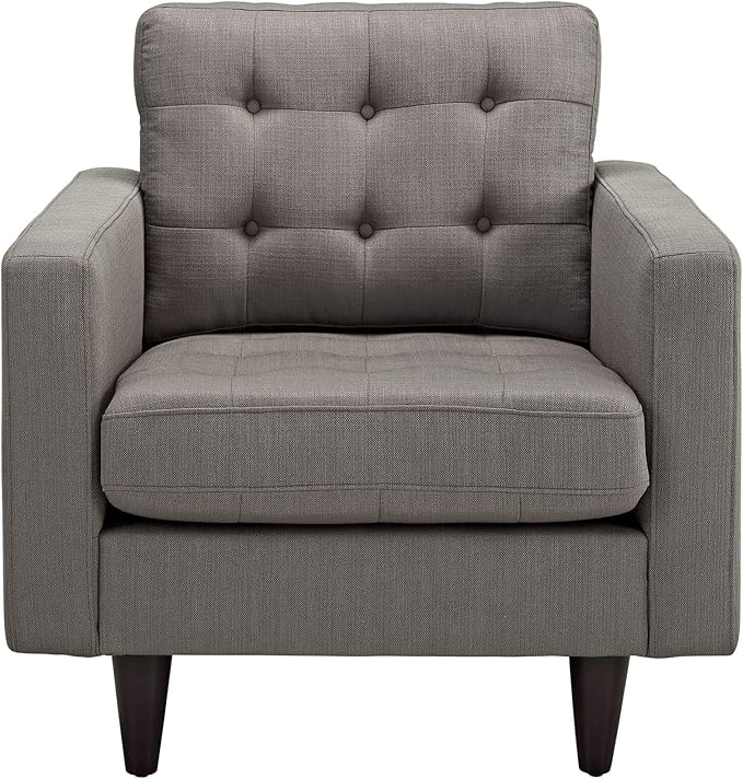 Modway EEI-1013-GRA Empress Mid-Century Modern Upholstered Fabric Armchair in Granite