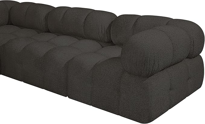 Meridian Furniture 611Brown-S136A Ames Collection Modern | Contemporary Modular Sofa with Rich Brown Boucle Fabric, Modular to Create Infinite Configurations, 136" W x 34" D x 28" H, Brown