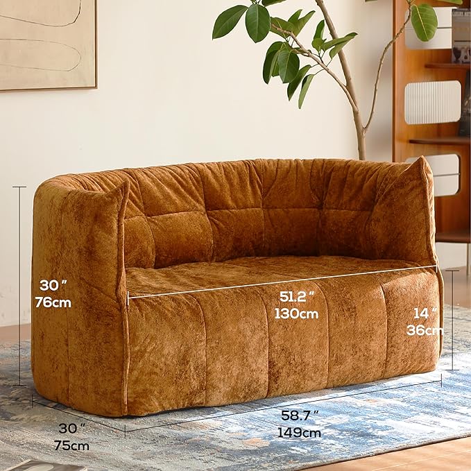 N&V Mid Century Brigantin Deep Relaxation Sofa, Soft Premium Chenille, for Living Room Bedroom and Office (Brown, ThreeSeater)