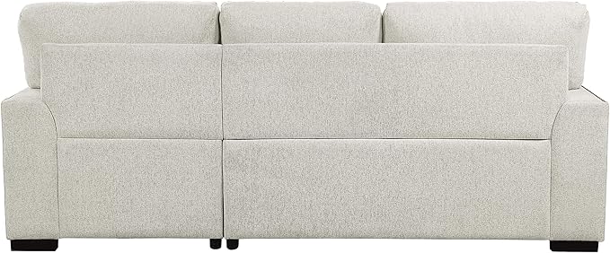 Lexicon Mid Century Modern Sectional Sleeper Sofa Bed Couch with Storage Chaise, Sectional Sofa Pull Out Couch Bed, Sectional Couch Lounge Sofa for Living Room Apartment, Right Side Chaise, Beige