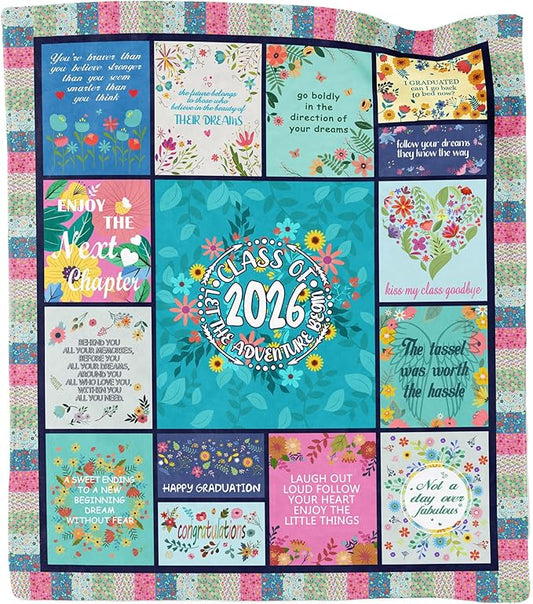 2026 Graduation Gifts for Her, Graduation Throw Blanket 60"X50", Graduation Party Decorations Class of 2026, PHD High School College Graduation Gifts for Women