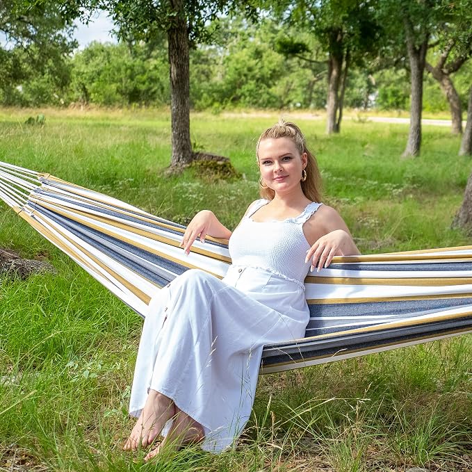 SUNCREAT Large Hammock for Tree, Outdoor Tree Fabric Hammock Only, Coffee Stripes - Image 2