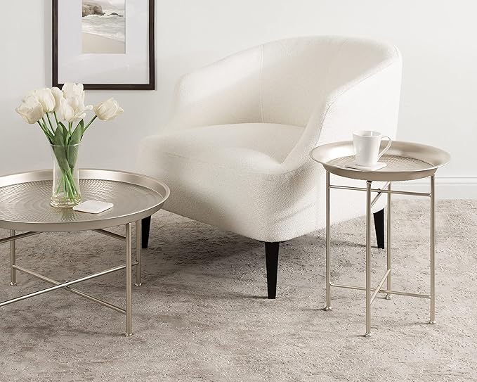 Kate and Laurel Mahdavi Modern Coffee Table, 26 x 26 x 16, Silver, Unique Coffee Table with Sophisticated Design