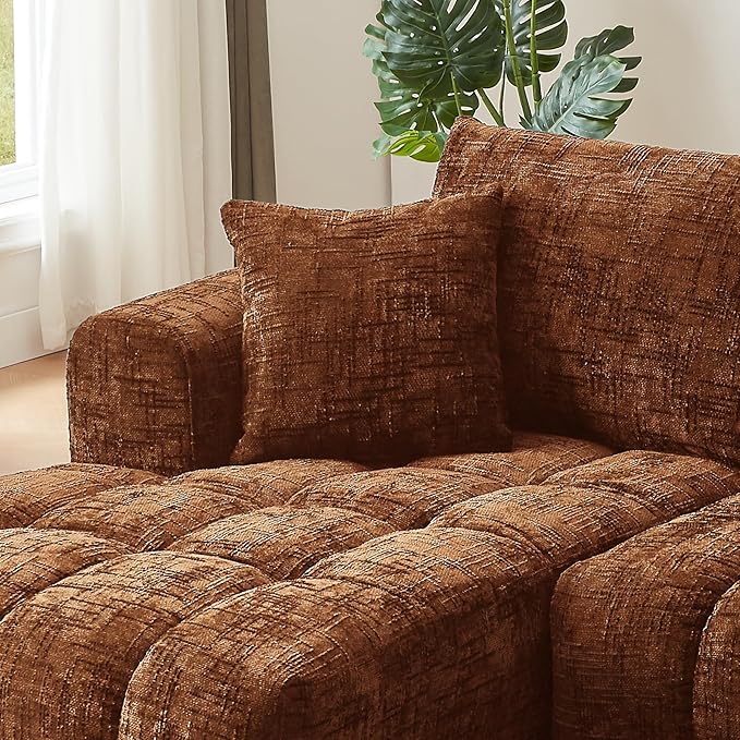 108 Inch Oversized Cloud Modular Sectional Sofa with Left Facing Chaise, L Shaped Floor Lounge Couch, Comfy Tufted Chenille Boneless Sofa with Deep Seat,No Assembly Required for Living Room Office