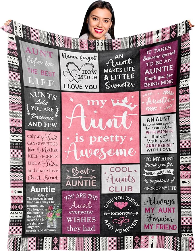 Ruvinzo Aunt Gifts, Auntie Gift Ideas, Best Aunt Ever Christmas Birthday Gifts, Gift for Aunts from Niece Nephew, Best Auntie Birthday Presents, Aunts Valentines Mothers Day Christmas Blanket 60"x50"