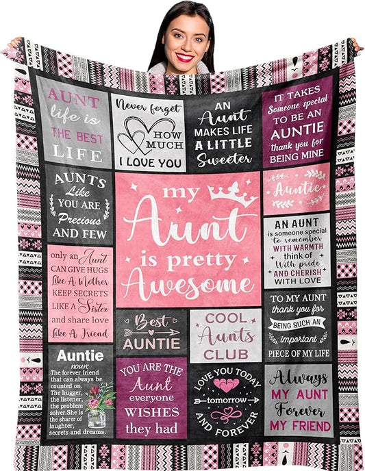 Ruvinzo Aunt Gifts, Auntie Gift Ideas, Best Aunt Ever Christmas Birthday Gifts, Gift for Aunts from Niece Nephew, Best Auntie Birthday Presents, Aunts Valentines Mothers Day Christmas Blanket 60"x50"