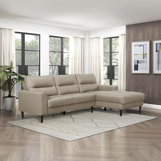 Lexicon Leather Match Sectional Couches for Living Room, L Shape Couch, Leather Sectional Couch, Modern Sofa Living Room Sofa with Right Chaise for Living Room, Bedroom, Office, Apartment, Latte