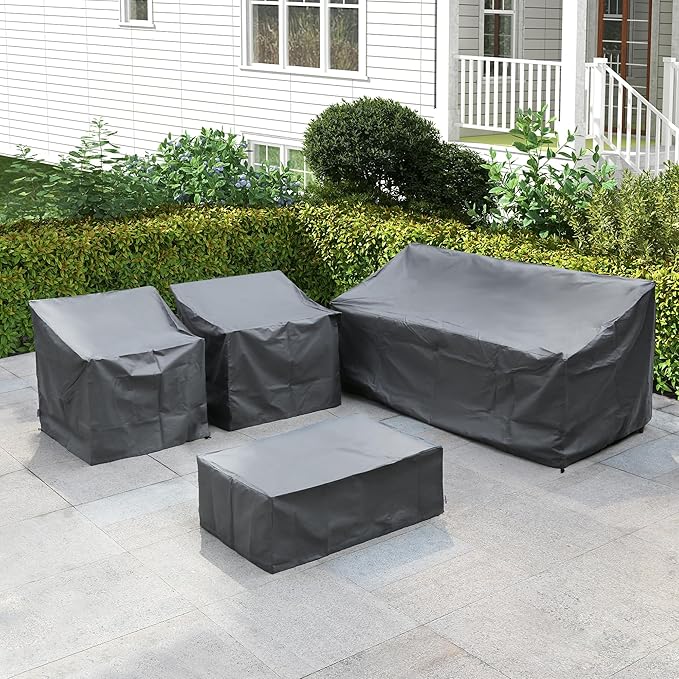 Patio Furniture Covers,Outdoor Furniture Cover Waterproof,Patio Furniture Set Covers for 4 Piece Outdoor Conversation Set,Patio Covers Set-XX-Large (Grey) - Image 4