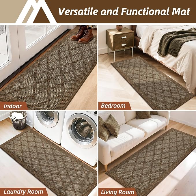 COSY HOMEER Non-Slip Door Mat 20"x48", Entryway Rugs Low Profile Absorbent Dirt Trapper Doormat for Front Entrance, Washable Polypropylene Entry Mat (Brown) - Image 8