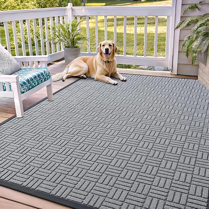 OLANLY Front Door Mat Outside Entrance 71x47, Absorbent, Heavy Duty Sturdy Natural Rubber Doormat Indoor Outdoor, Non-Slip, Stain and Fade Resistant, Low Profile Floor Mat for Entryway, Charcoal Gray by OLANLY