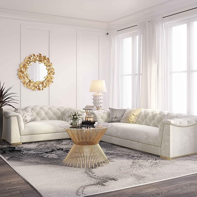 Tov Furniture Farah Velvet Loveseat (Cream)