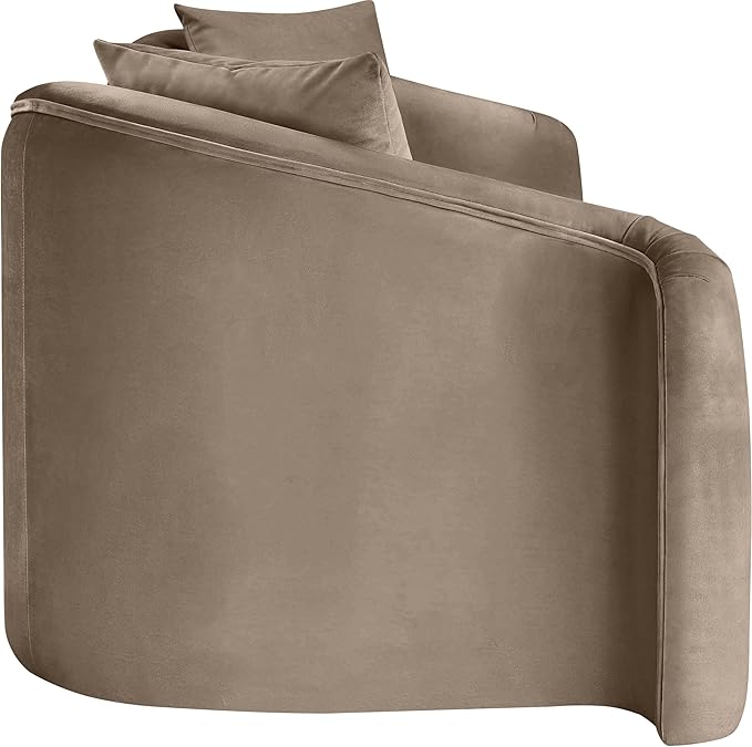 Meridian Furniture 44052Taupe-S Destin Collection Modern | Contemporary Sofa with Ultra Luxe Taupe 460 GSM Velvet, Rich Curves, 91" W x 34.5" D x 31" H, Taupe