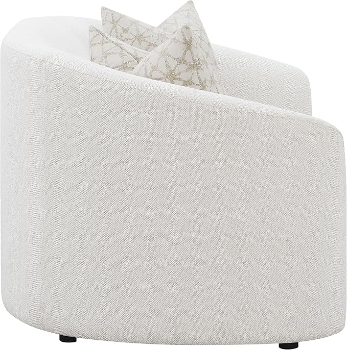 Coaster Home Furnishings - Rainn - Wood - Boucle Upholstered Loveseat with Sloped Arms, and Accent Pillows - Living Room - Latte - 509172