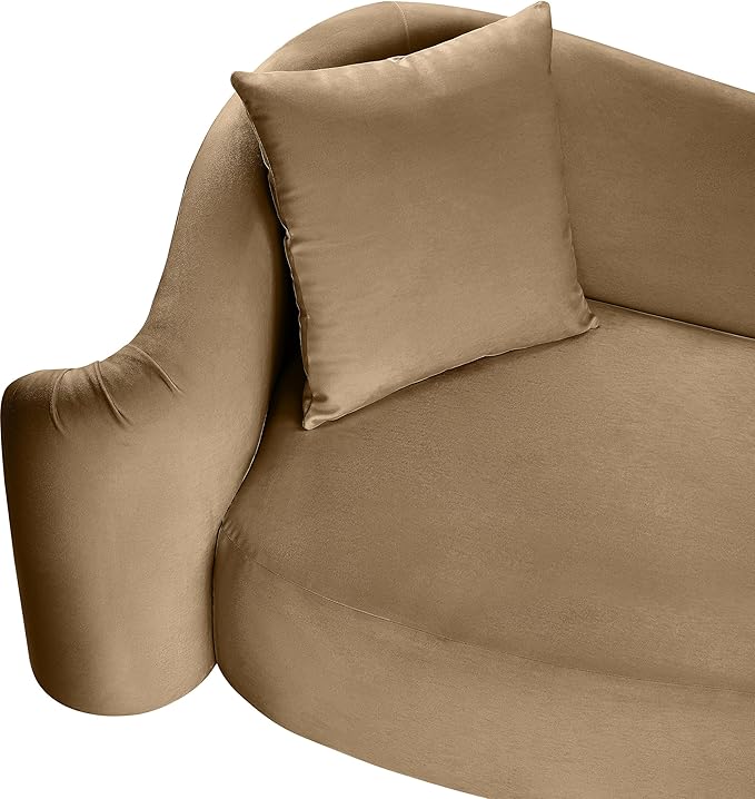 Meridian Furniture 44052Beige-S Destin Collection Modern | Contemporary Sofa with Ultra Luxe Beige 460 GSM Velvet, Rich Curves, 91" W x 34.5" D x 31" H, Beige