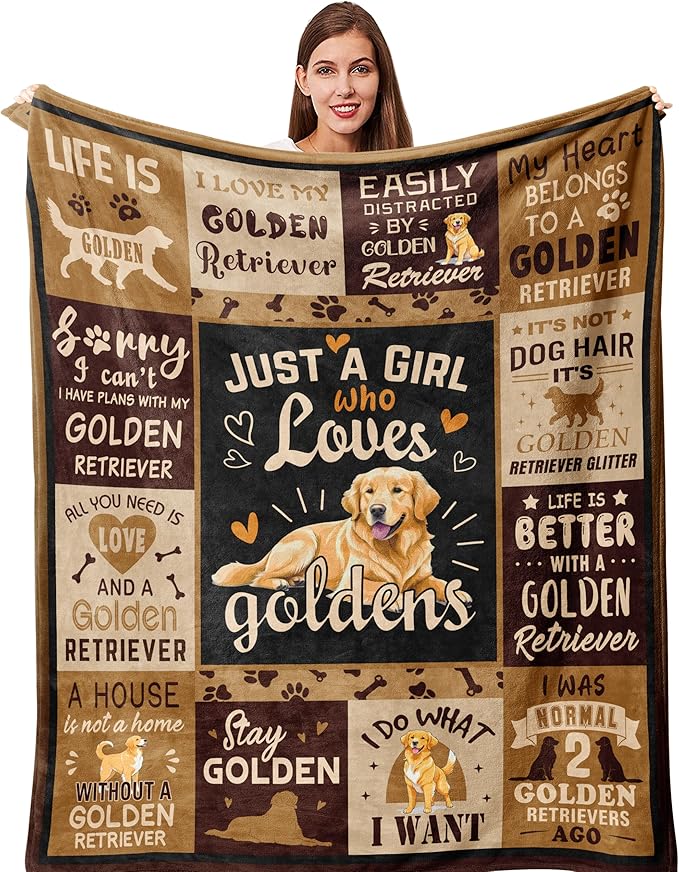 Mothers Day Golden Retriever Gifts for Women Blanket, Gifts for Golden Retriever Owners/Lovers/Mom/Kids/Dog for Birthday Soft Decor Throw Blanket 50"x60"