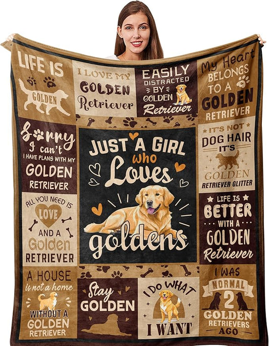 Mothers Day Golden Retriever Gifts for Women Blanket, Gifts for Golden Retriever Owners/Lovers/Mom/Kids/Dog for Birthday Soft Decor Throw Blanket 50"x60"