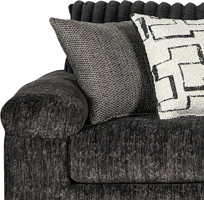 Roundhill Furniture Nason Wide Wale Corduroy Sectional Sofa Chaise, Charcoal