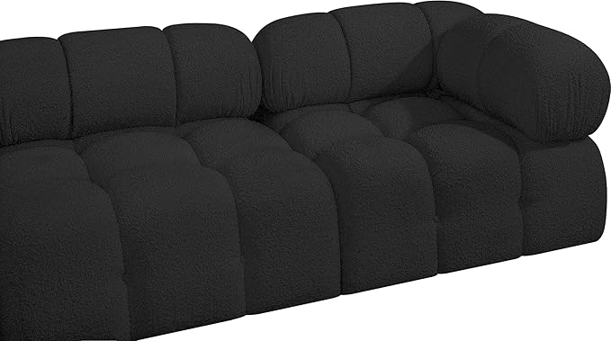 Meridian Furniture 611Black-S68A Ames Collection Modern | Contemporary Modular Sofa with Rich Black Boucle Fabric, Modular to Create Infinite Configurations, 68" W x 34" D x 28" H, Black