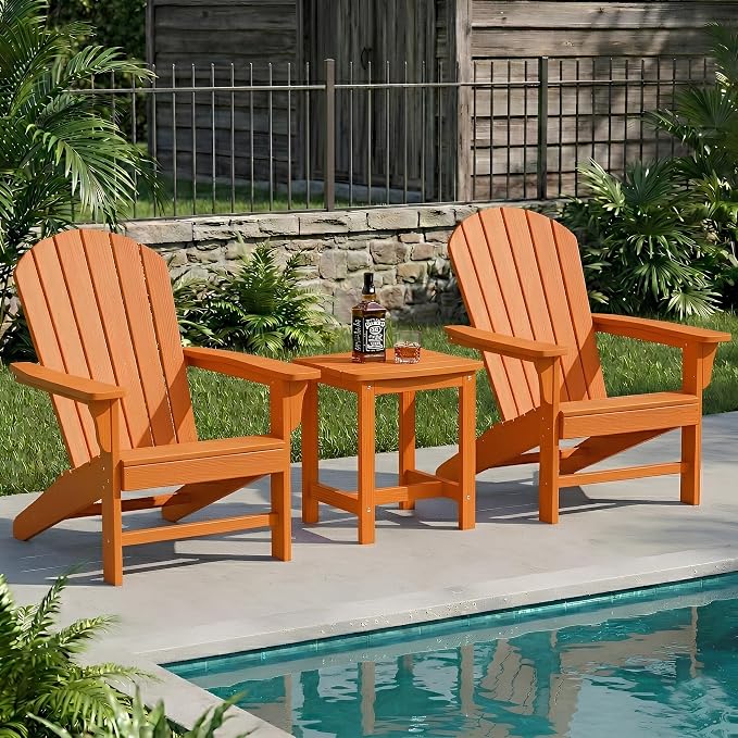 Y&M Outdoor Side Table, HIPS Adirondack Small Single Table, Waterproof Square Outside Table, Balcony Modern End Tables for Patio, Pool, Beach, Porch, Deck, Indoor or Outdoor Use, Orange - Image 4