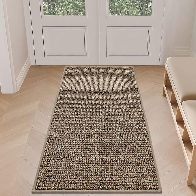 BEQHAUSE Dirt Trapper Door Mat 24" x 60", Non-Slip Washable Doormats Entrance Mat, Dirt Resistant and Absorbent Welcome Mat, Low Profile Floor Mats for Front Back Door and Entryway, Beige by BEQHAUSE