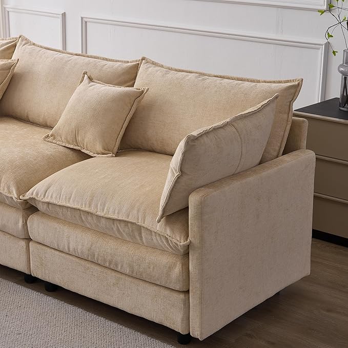 105" Oversized Modular Cloud Sectional Sofa Free Convertible L-Shaped Corner Sectional with Movable Ottoman, Chenille Upholstered Multiple Cushions Cloud Sofa Couches | Easy to Assemble