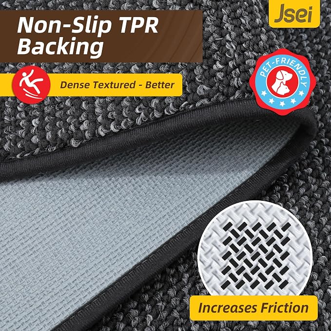 JSEI Dirt Trapper Door Mat 36"x60" Non-Slip Washable Entrance Mat, Dog Doormats, Absorbent & Fade-Resistant Floor Mats, Low Profile Welcome Mats for Entryway, Front Door, and Inside Entrance, Charcoal - Image 5