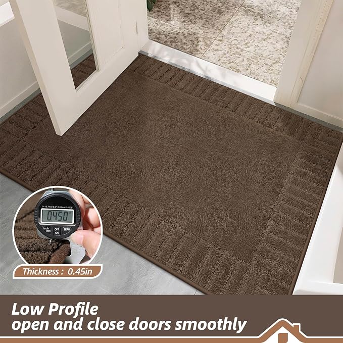 BEQHAUSE Door-Mat-Non-Slip Dirt Trapper Door Mats Low-Profile Front Door Mat Absorbent Floor Mats for Entryway Washable Mud Resistant Home Entrance Doormat, Brown, 24"x60" - Image 6